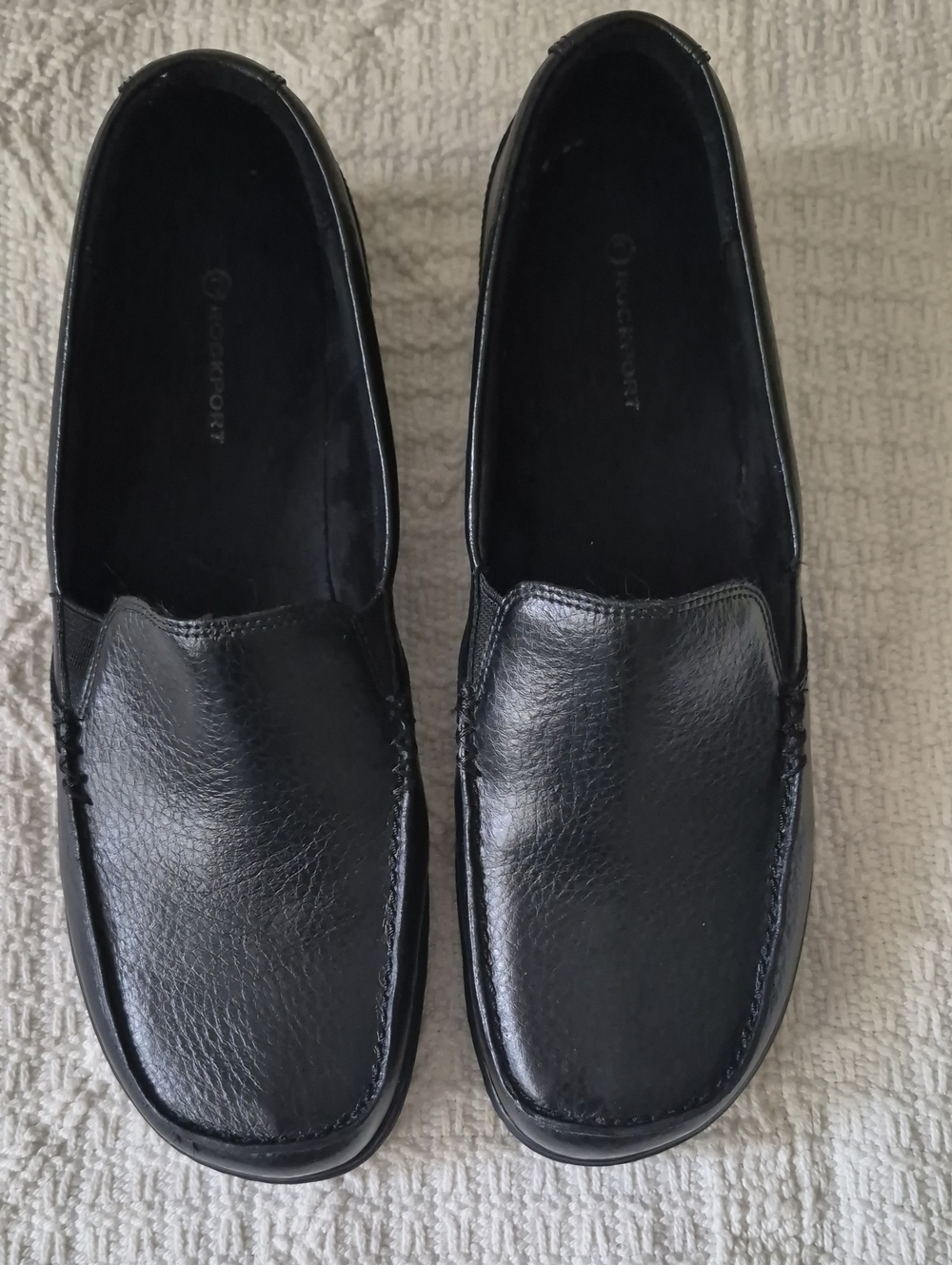Rockport Black Leather Moc Toe Slip On Loafers Women’s Sz 8.5